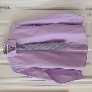 MICHAEL STRAHAN COLLECTION FOR YOUNG MEN PURPLE BUTTON SHIRT WITH TIE SIZE 20R